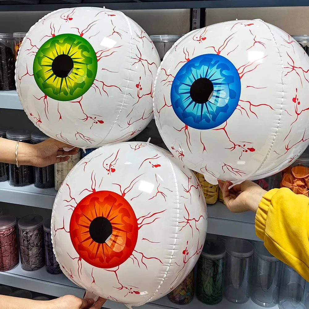 4D 22inch Halloween Foil Inflatable Eyeball Decoration Spooky Halloween Party Supplies Eyeball Balloons Halloween Home Decors