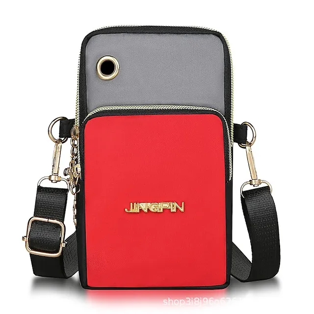 Men's Women's Crossbody Bag Shoulder Bag Wristlet Mobile Phone Bag Oxford Cloth Outdoor Daily Zipper Large Capacity Waterproof Lightweight Color Block Black Red Blue