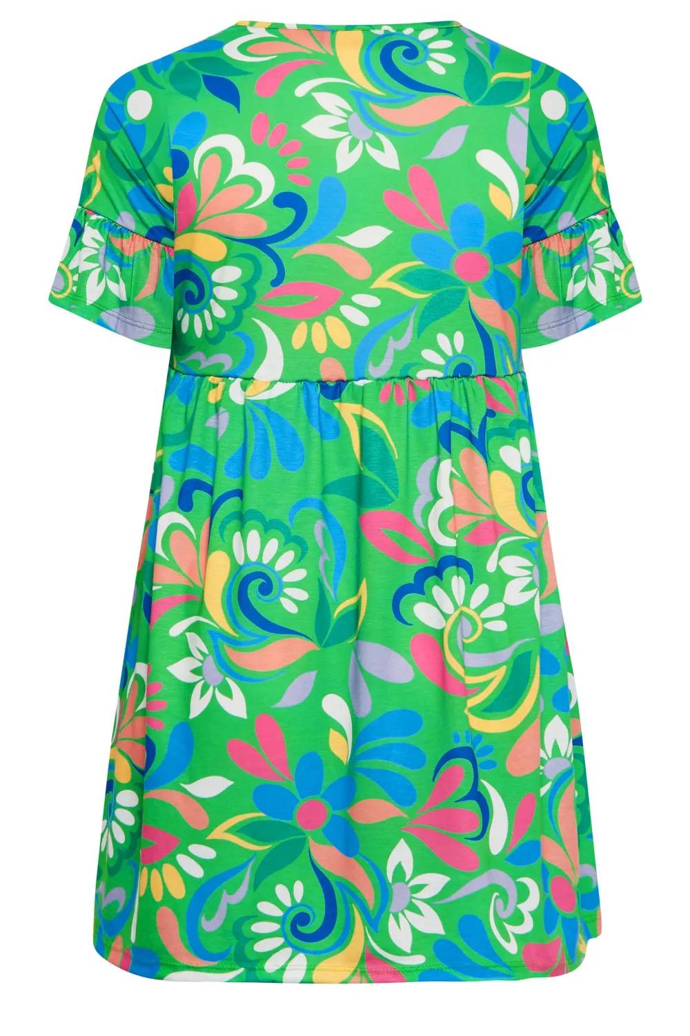 YOURS Curve Green Floral Print Smock Tunic Dress