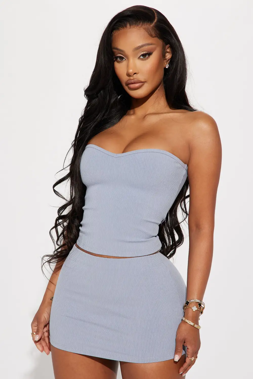 Nicolette Snatched Tube Top - Slate Grey