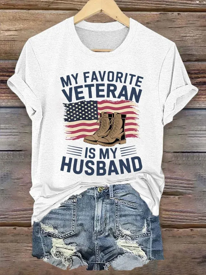 Women's 'My Favorite Veteran Is My Husband' Print T-Shirt