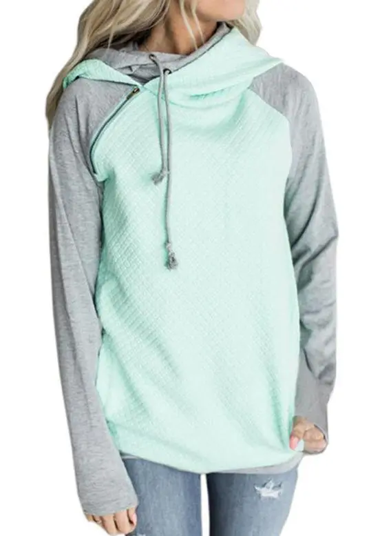 Matching color long sleeve zipper Tops