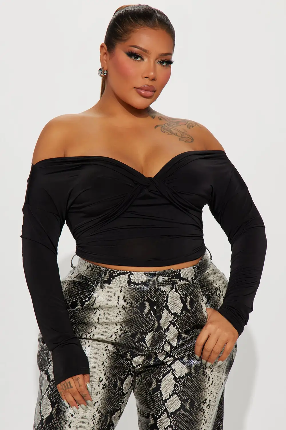 Tongue Tied Off The Shoulder Top - Black