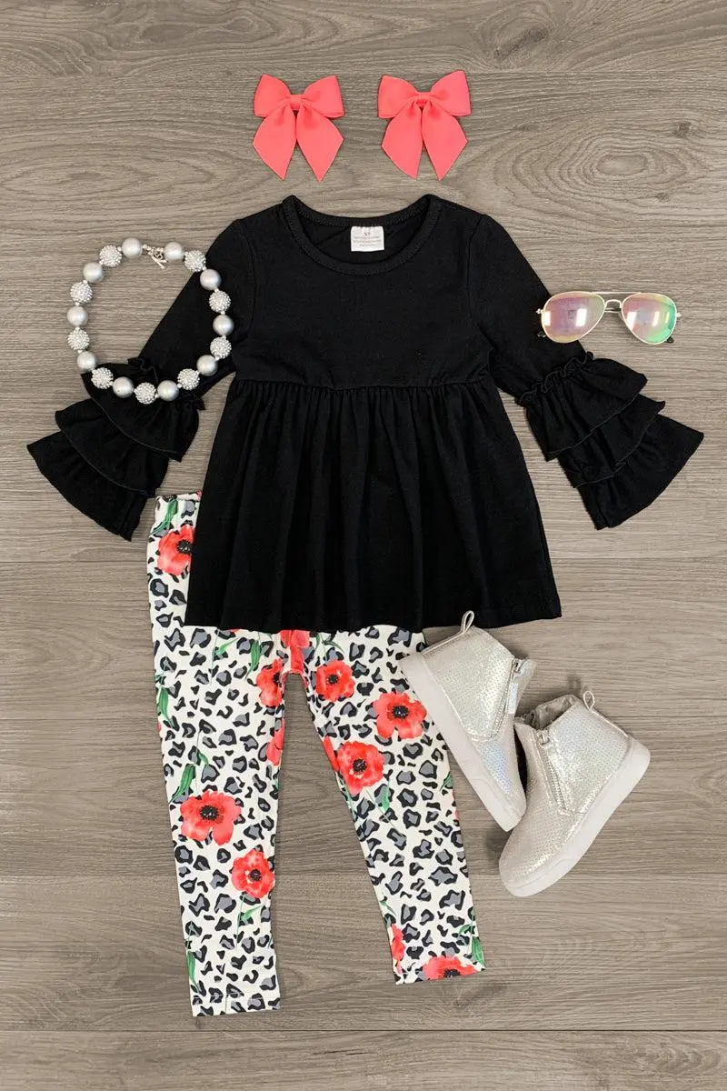 Floral Leopard Legging Set