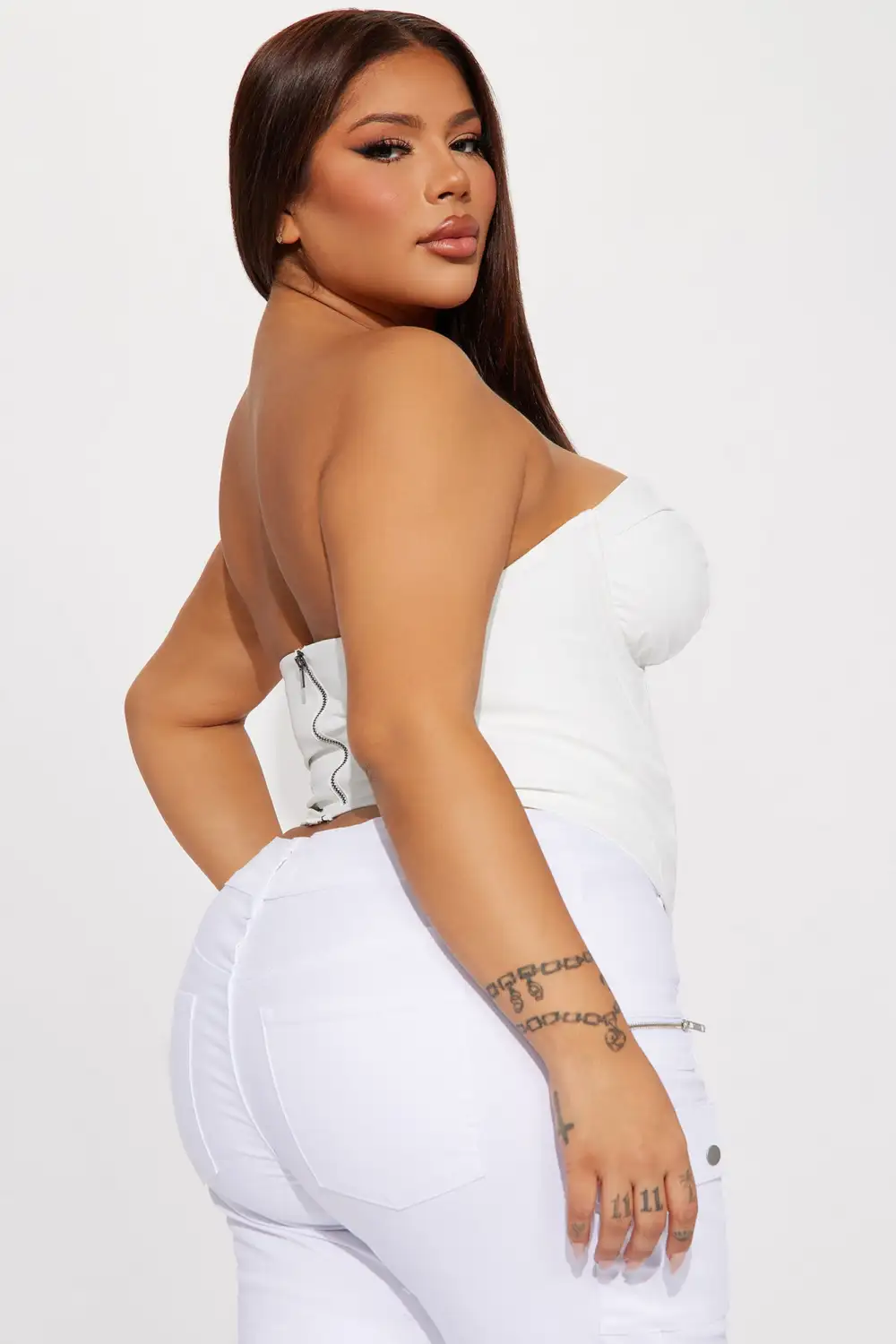 Bae For Tonight Faux Leather Corset Top - White