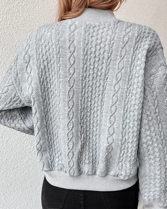 Solid Stickad Cardigan Med Knappar