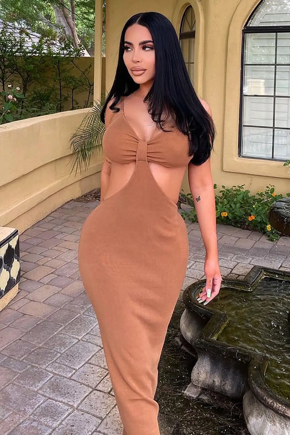 Pure Charm Sweater Maxi Dress - Camel
