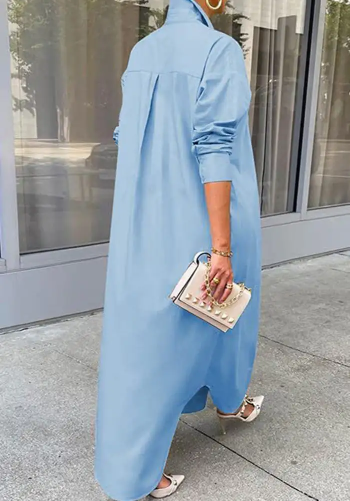 Casual Buttons Long Sleeve Shirt Dress Dresses