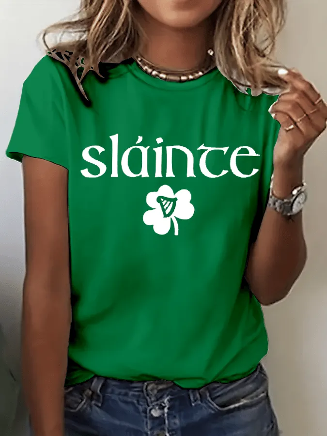 Women's St. Patrick's Day Music Festival Print Crew Neck T-Shirt