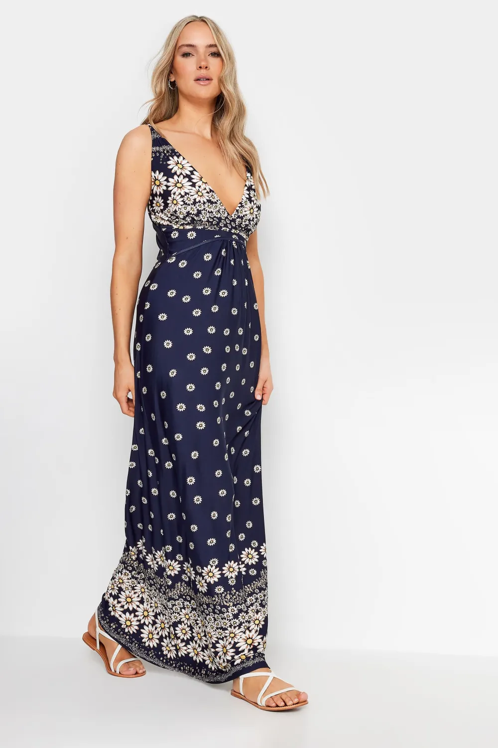 LTS Tall Black Floral Print V-Neck Sleeveless Maxi Dress