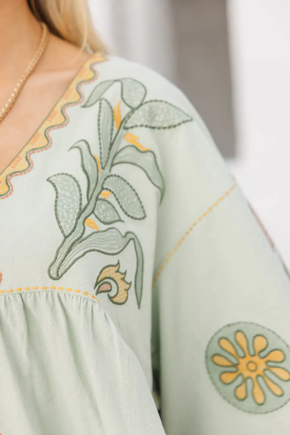 Just My Type Mint Green Floral Embroidery Babydoll Dress