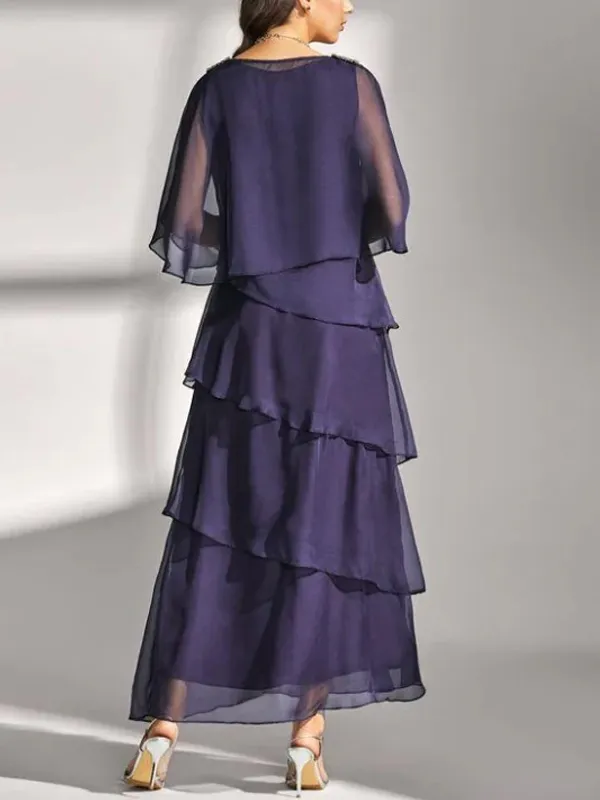 Mesh solid color maxi dress