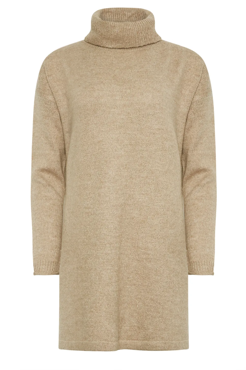 M&Co Neutral Beige Roll Neck Tunic Jumper