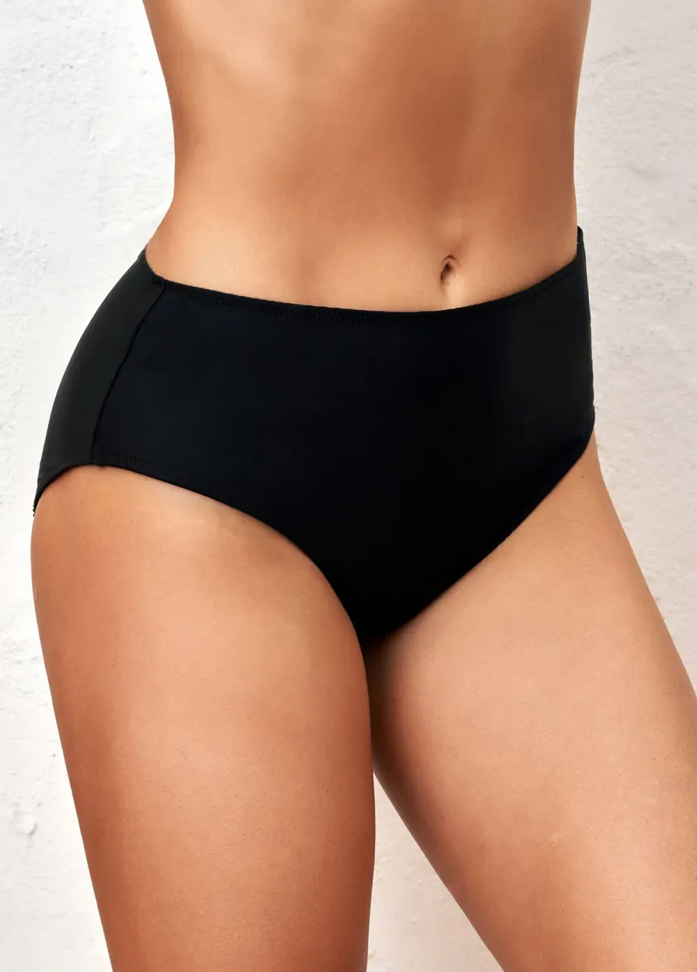 Mid Waist Black Bikini Bottom for Women