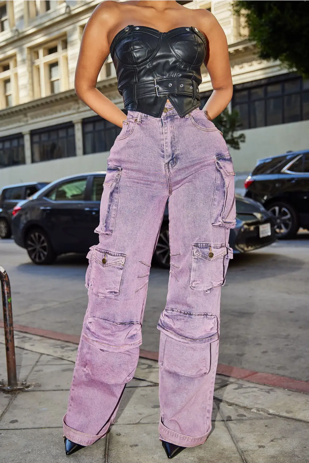 Talk To You Cargo Jean - Lavender
