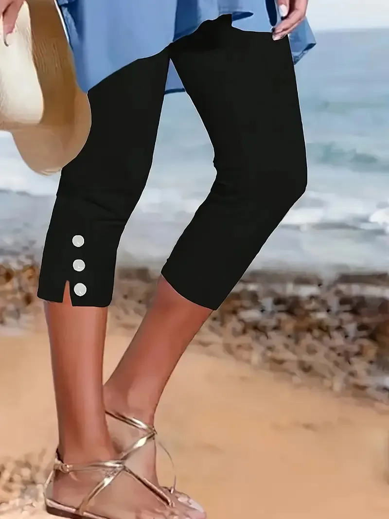 Women's Stretchy Capri Pants - 95% Polyester 5% Spandex Blend