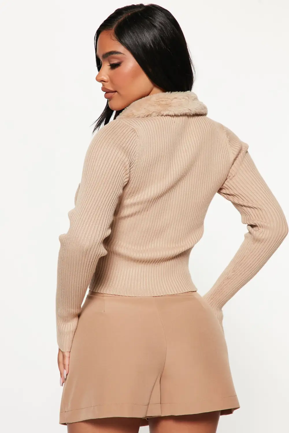 Clear My Mind Zip Up Cardigan - Camel