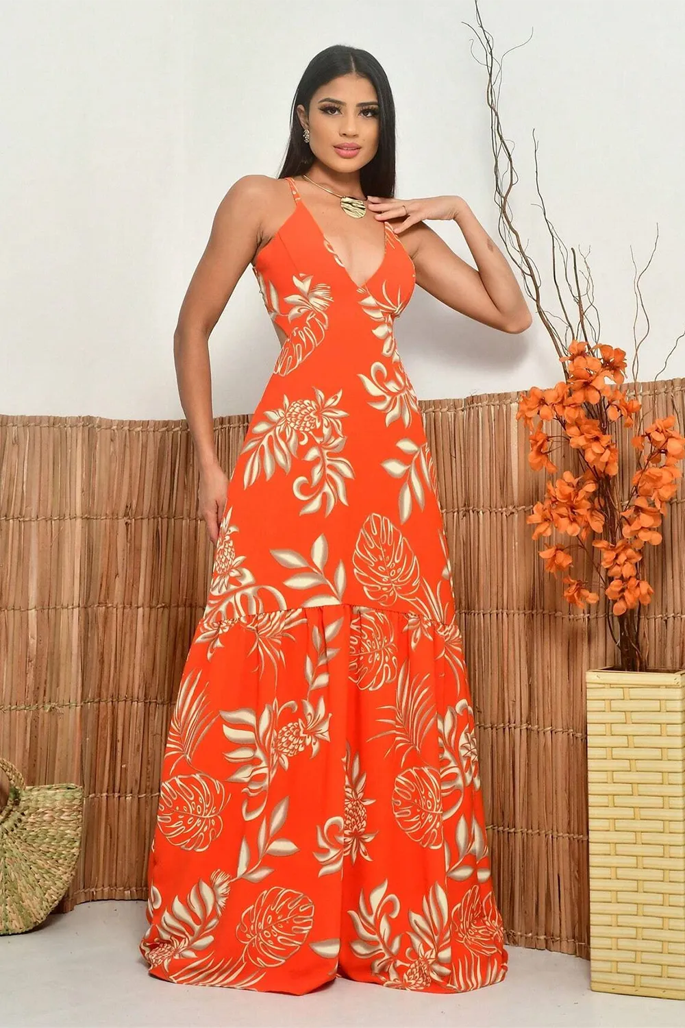 long modern printed summer dress