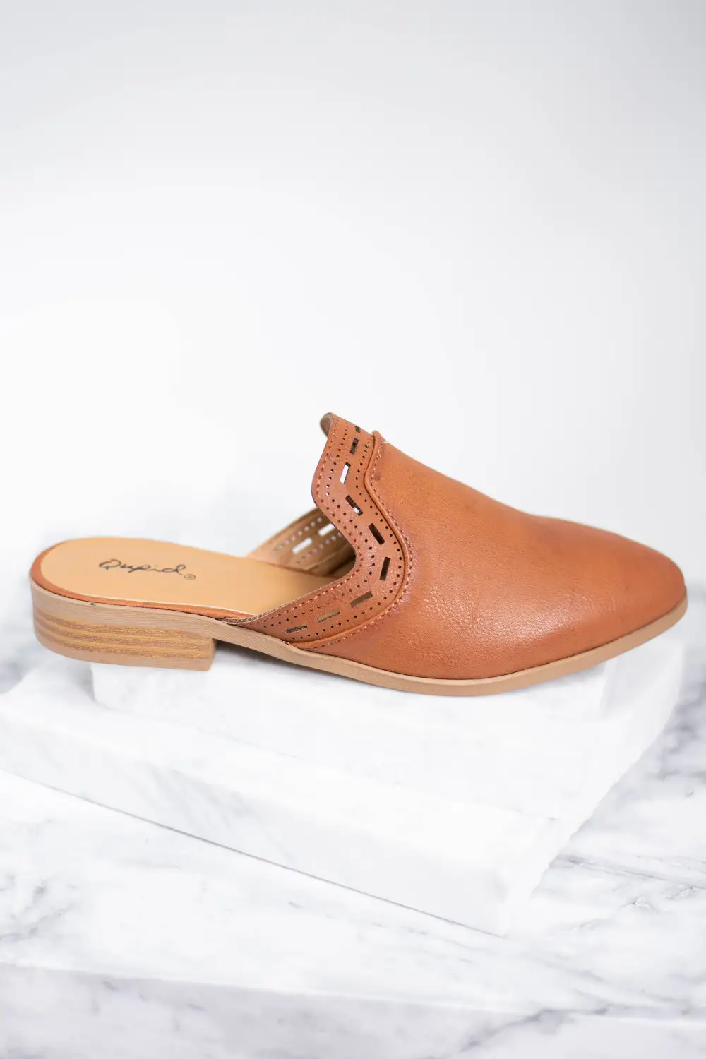 Make Your Move Cognac Brown Mule Flats