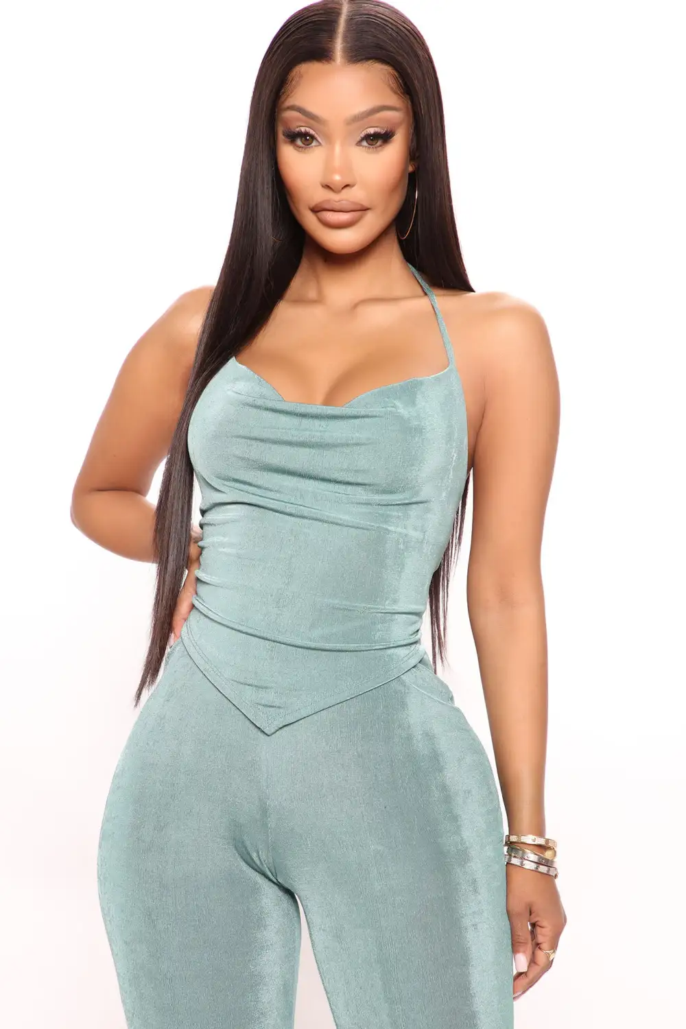 Who Do You Love Slinky Pant Set 33 - Sage