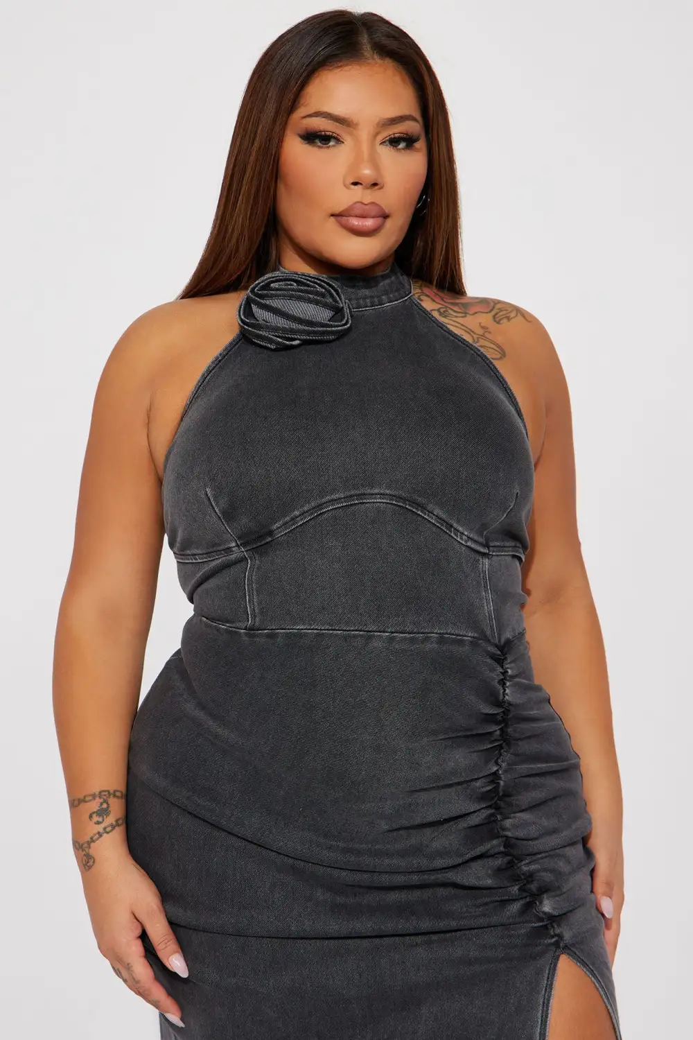 Eliana Knit Denim Maxi Dress - Black Wash