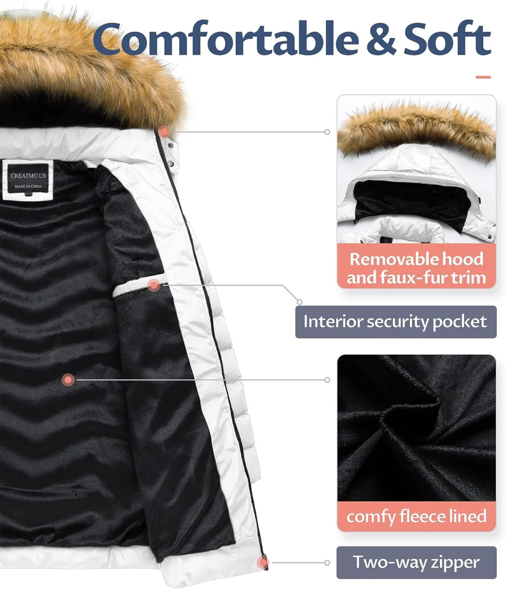 US Women's Winter Hooded Coat Waterproof Warm Long Puffer Jacket Parka