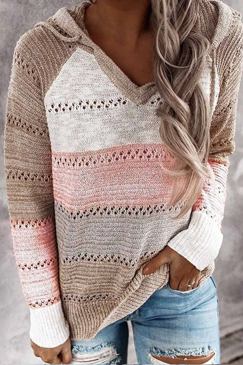 Striped Color-Block Knitted Sweater