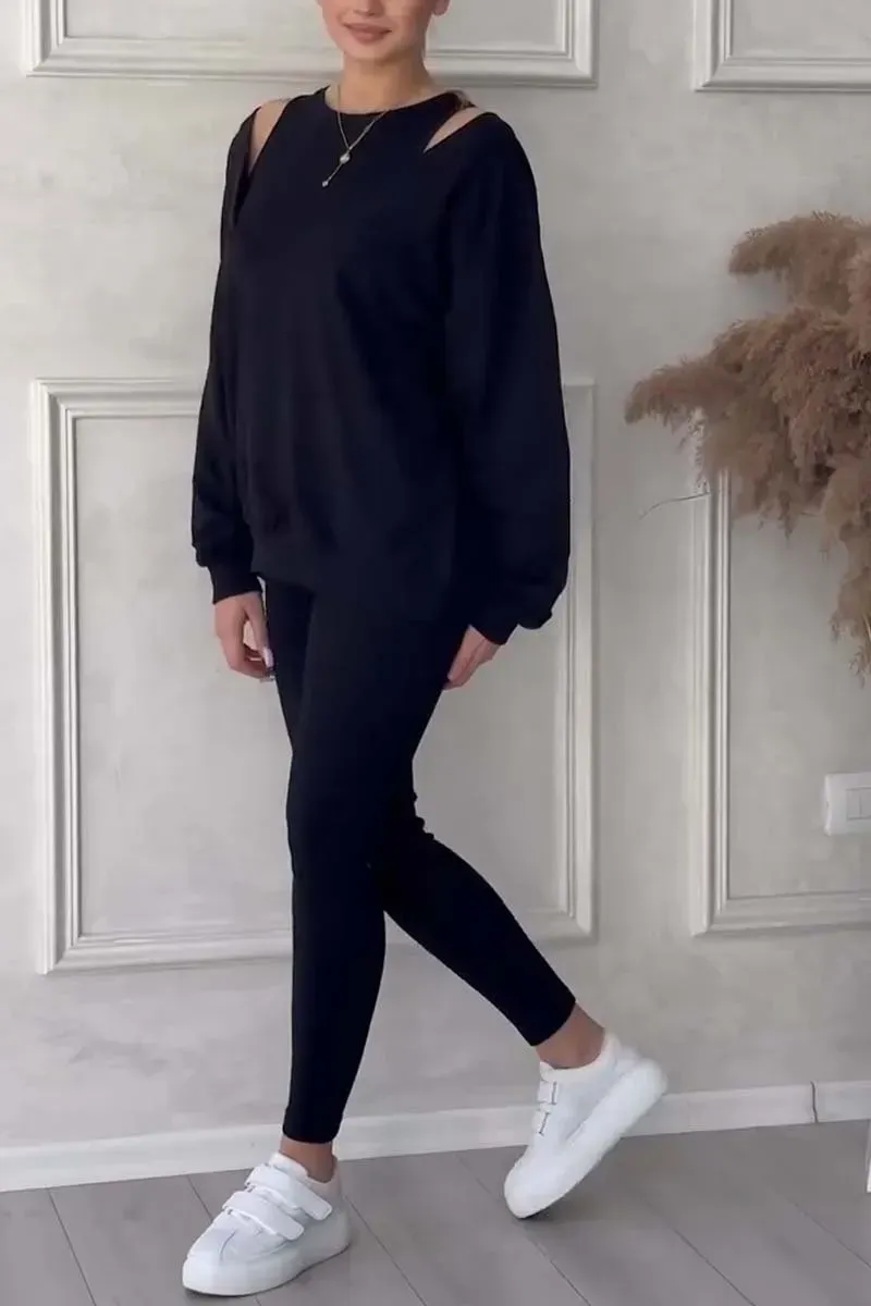 Women's casual sports solid color three-piece suit