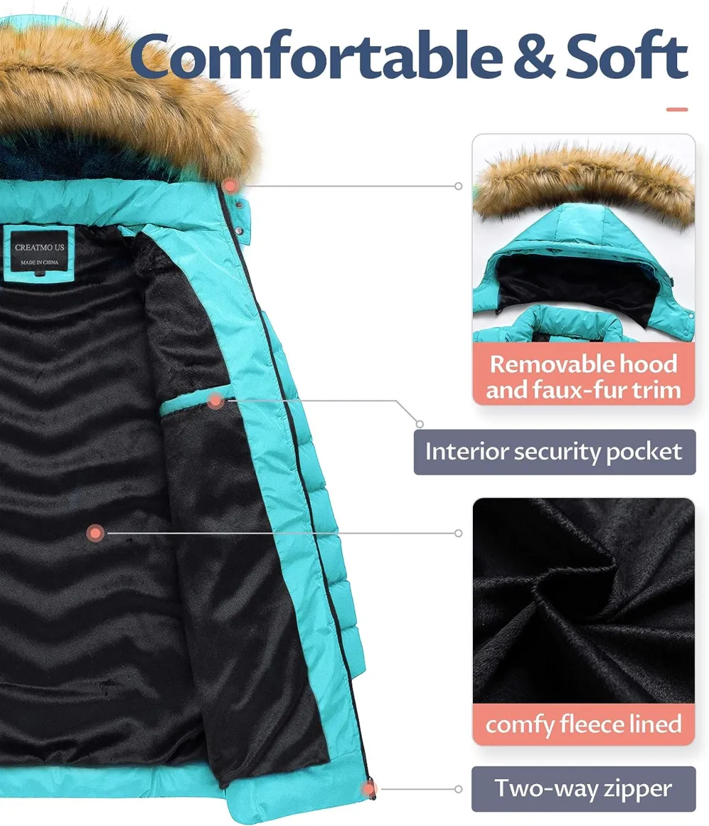 US Women's Winter Hooded Coat Waterproof Warm Long Puffer Jacket Parka