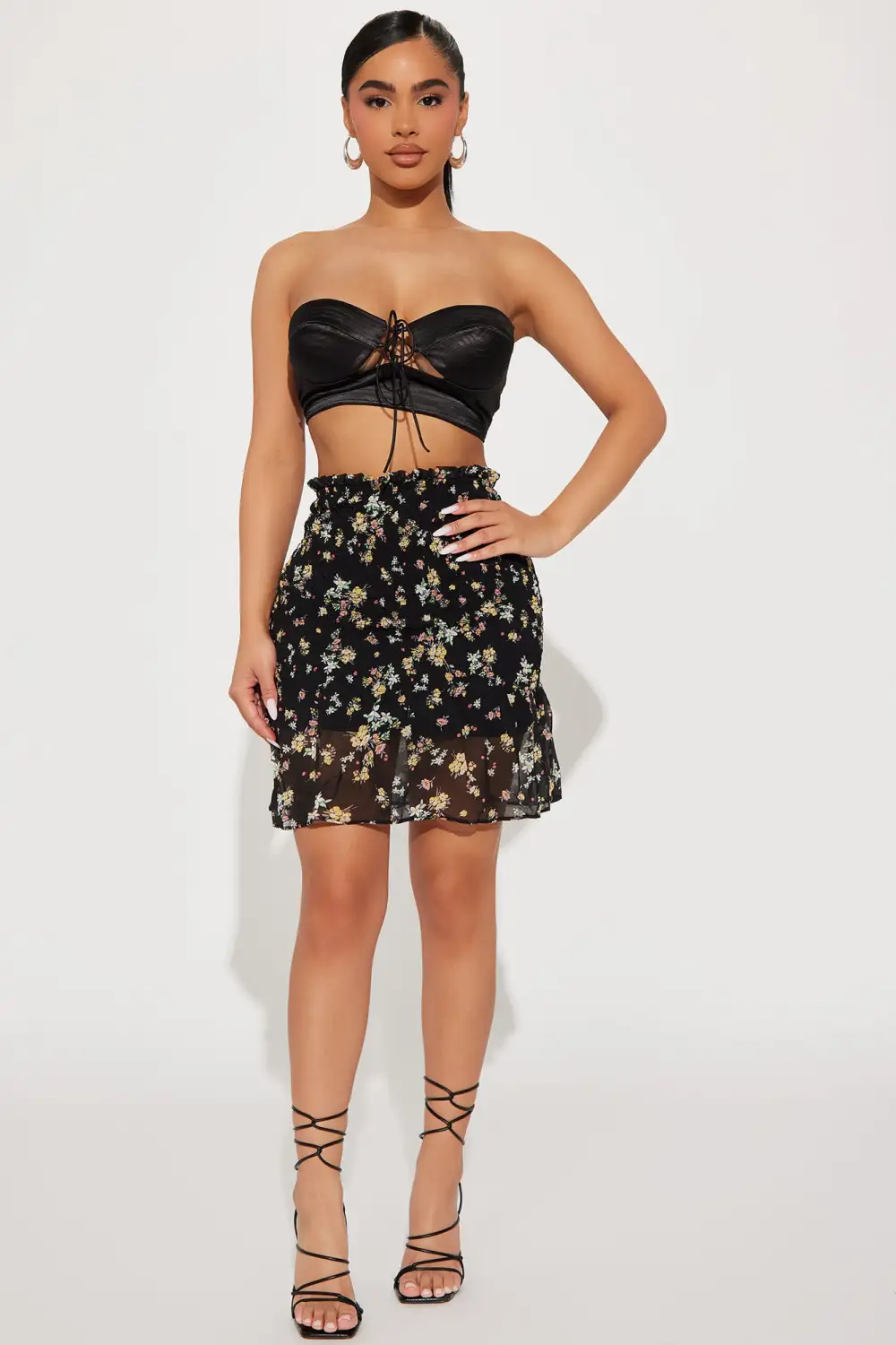 Nora Satin Tube Top - Black