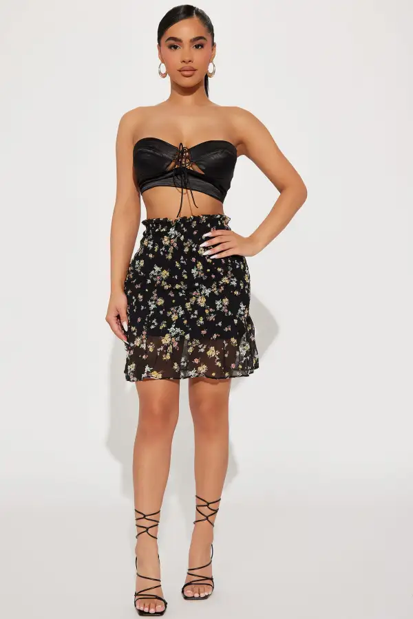 Nora Satin Tube Top - Black