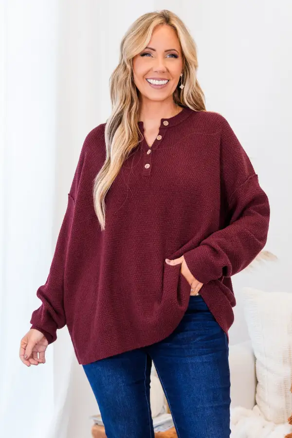 Please Take Me With You Sweater, Burgundy