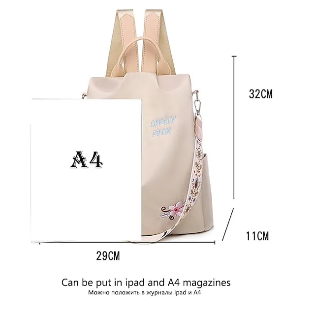 Women's Shoulder Bag Oxford Cloth Daily Holiday Zipper Adjustable Large Capacity Waterproof Folk Black Blue khaki