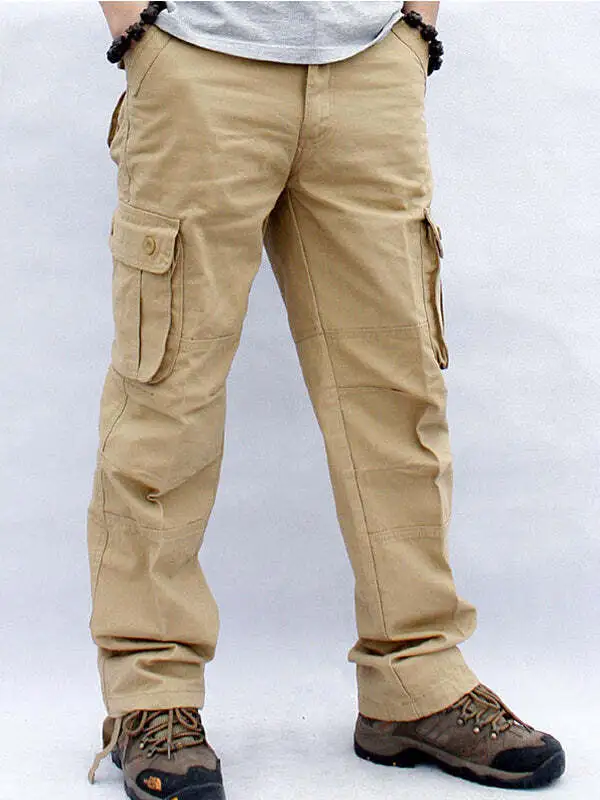 Men's Casual 6 Pockets Straight Cargo Pants