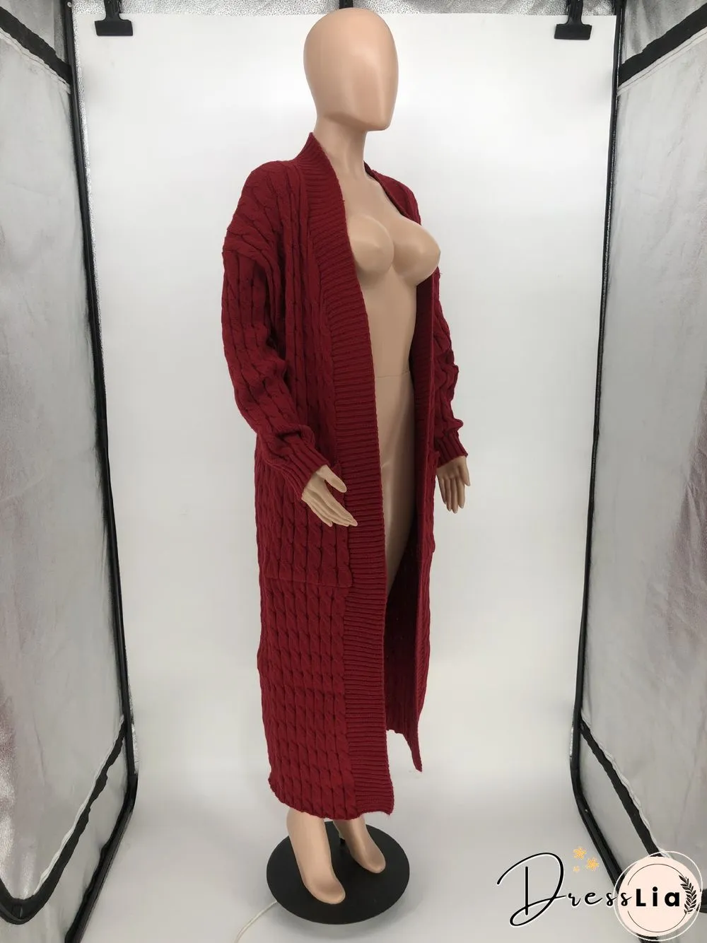 Winter Crochet Loose Long Twist Sweater Cardigan