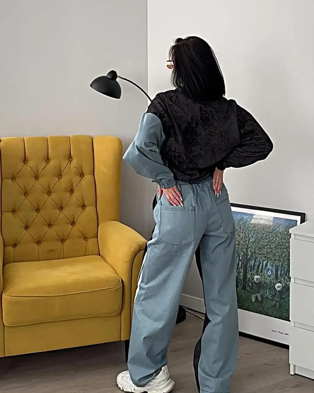 Women's Fashion Stitching Contrast Color Casual Suit