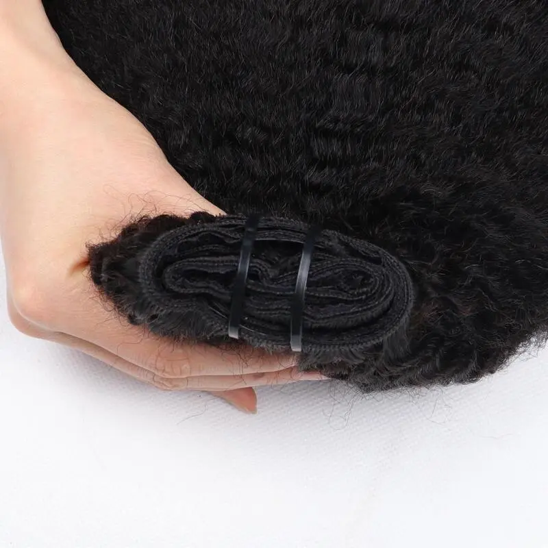 Kinky Straight Clip In Hair Extensions For Black Women Remy Human Hair 8 Pieces With 18 Clips