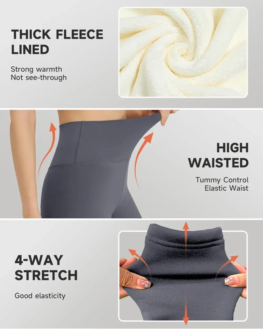 Fleece Lined Leggings for Women – Thick Winter Warm Thermal High Waisted Tummy Control Workout Yoga Pants
