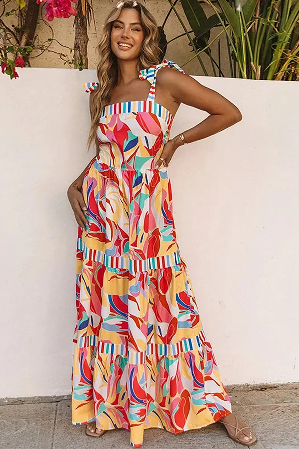 Sling Bandeau Printed Maxi Dress