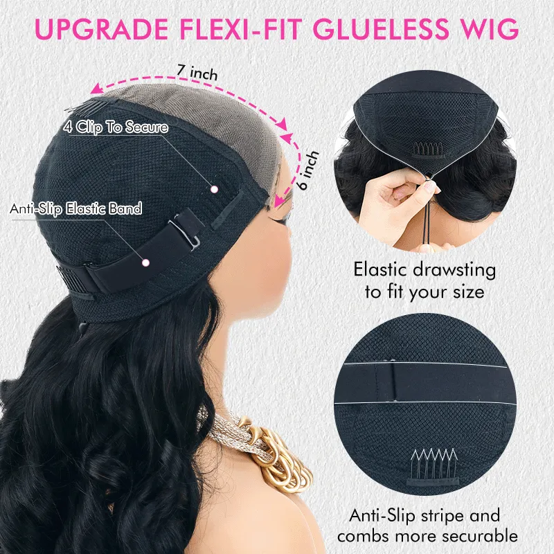 99J Pull and Go Glueless 7×6 Lace Body Wave Short Bob Wig Human Hair Wigs