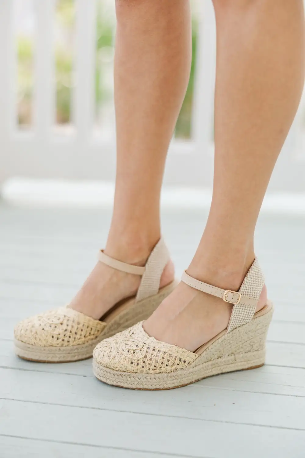 What A View Natural Espadrille Wedges