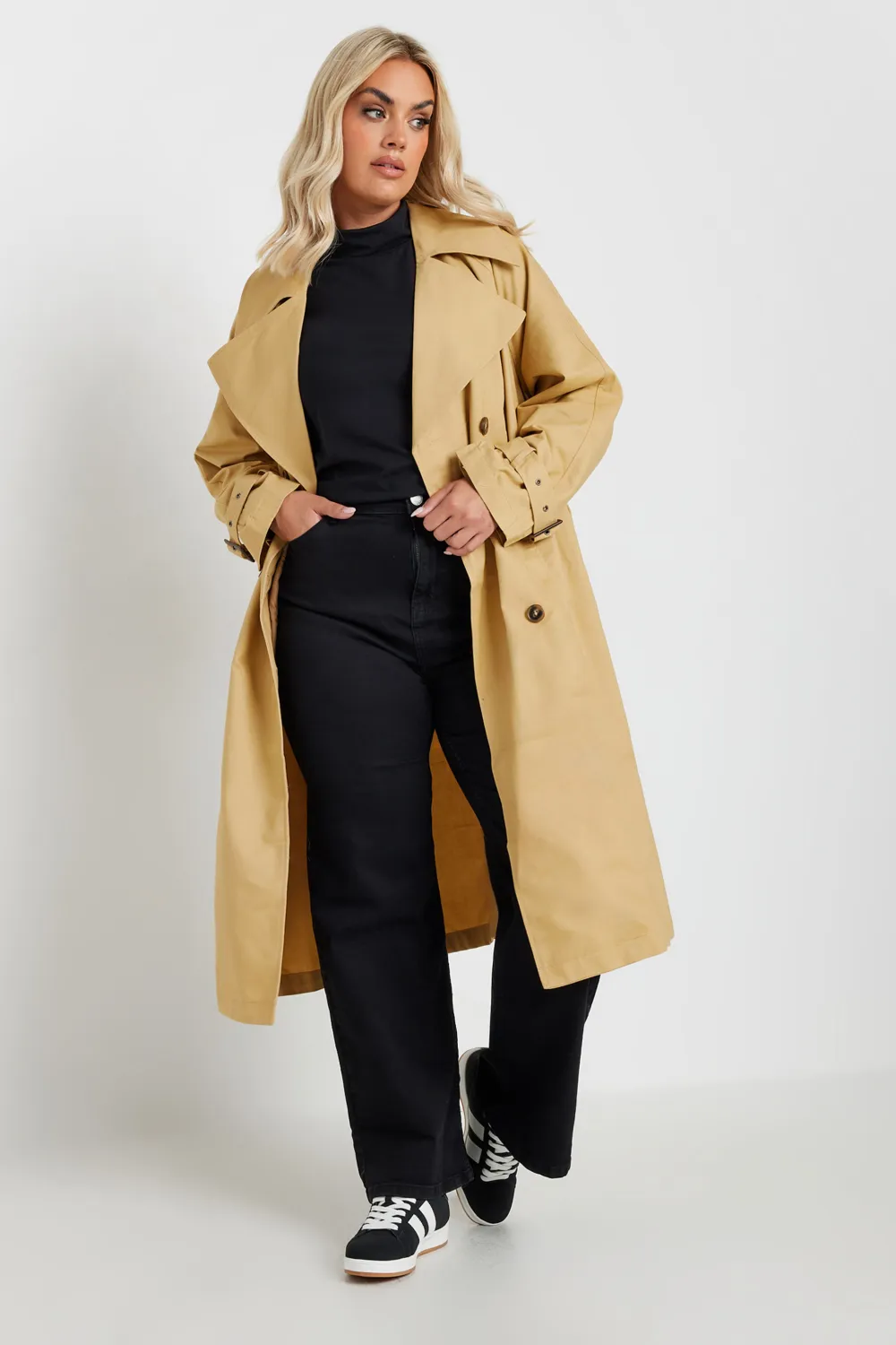 YOURS Curve Beige Brown Trench Coat