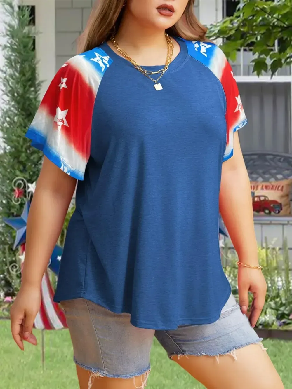 HDLTE Womens Plus Size Tops Floral Bell Sleeves Blouses Summer Crewneck Tunic Loose Casual T Shirts