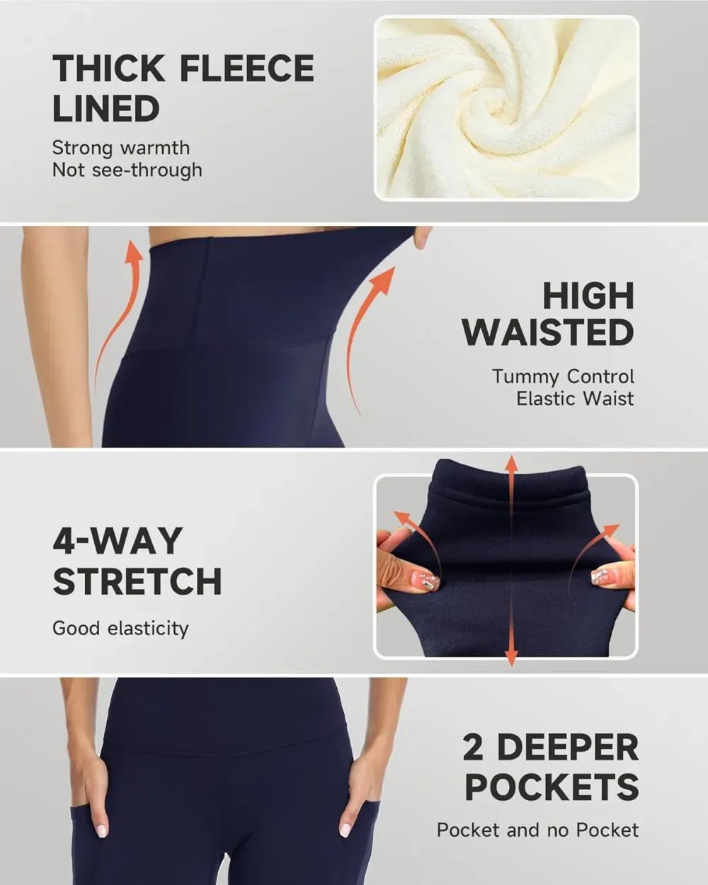 Fleece Lined Leggings for Women – Thick Winter Warm Thermal High Waisted Tummy Control Workout Yoga Pants