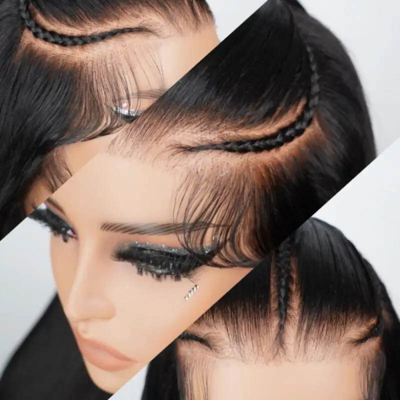 Glueless Pre Braided Wig Silky Straight Hair 13x6 PreMax Frontal Wig