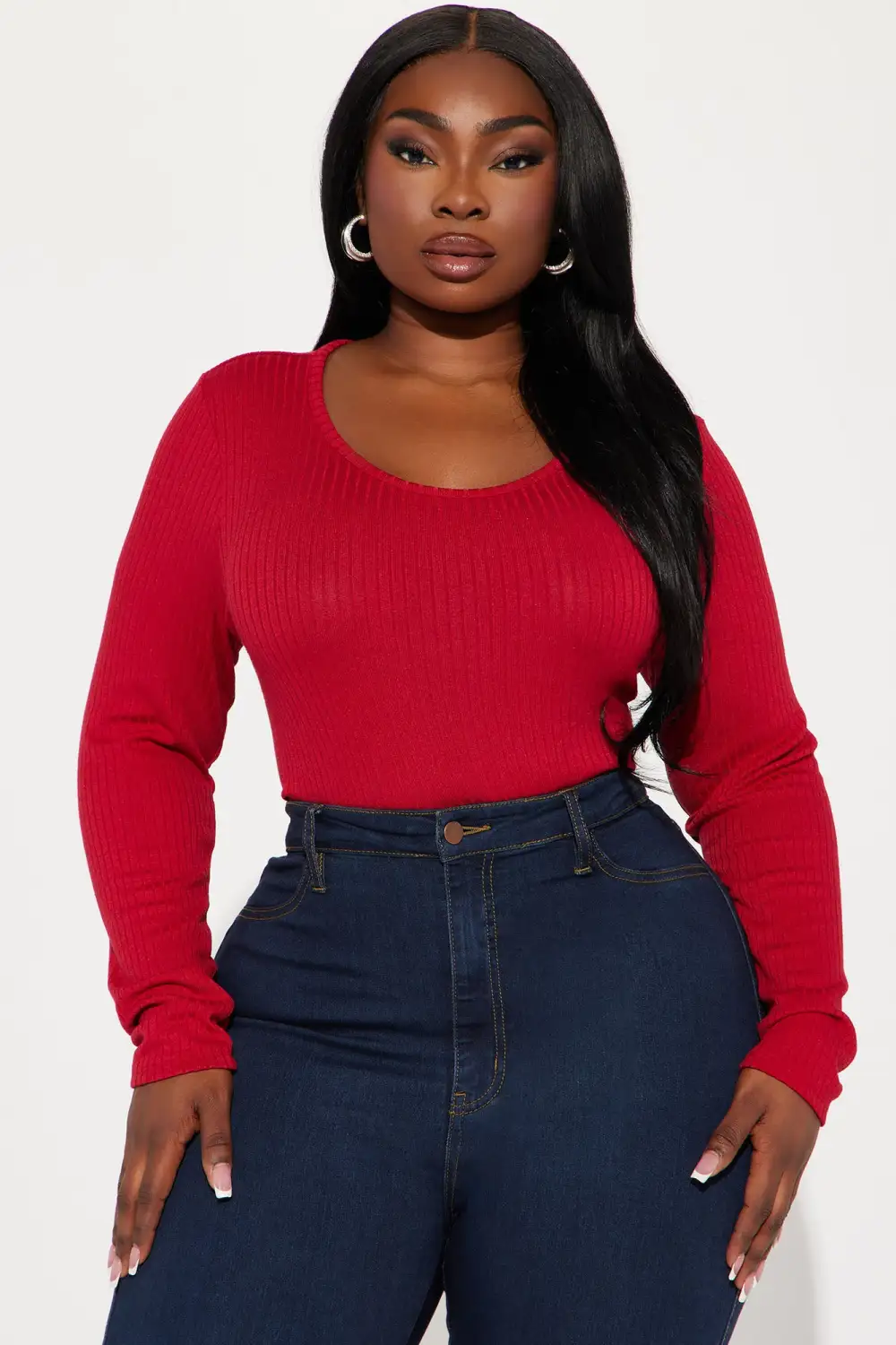 Emelia Ribbed Top - DarkRed
