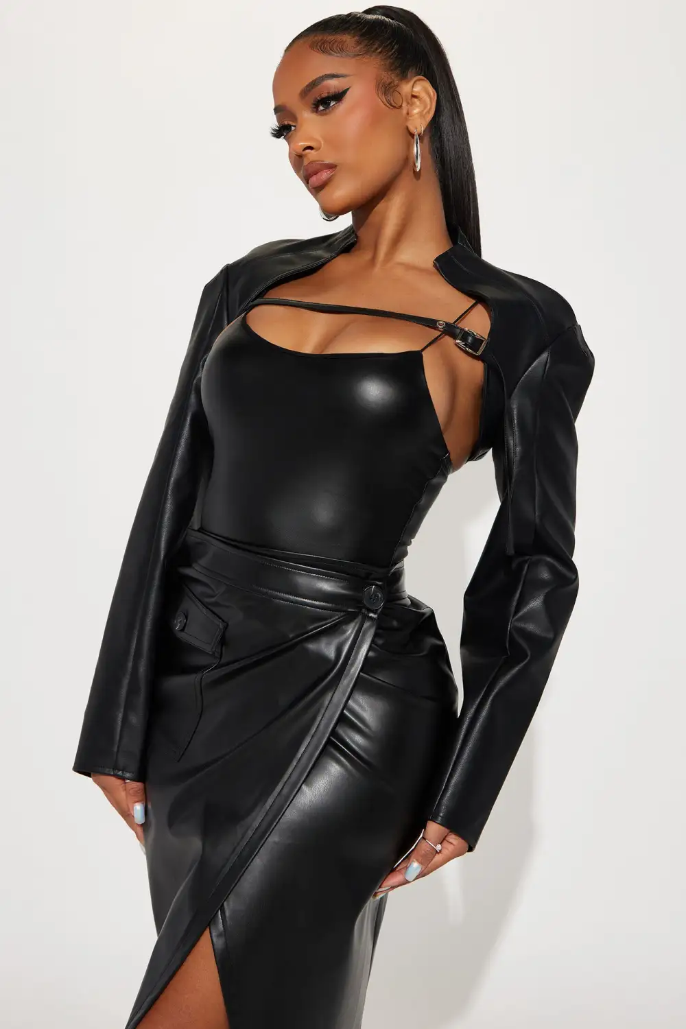 Milo Faux Leather Top - Black