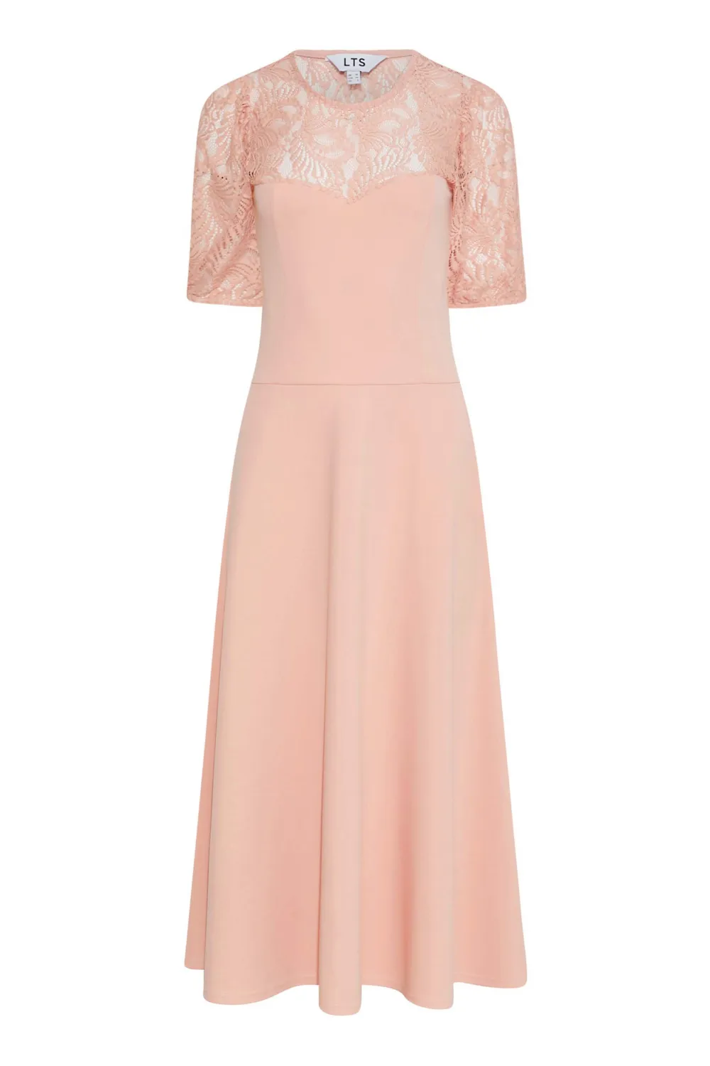 LTS Tall Pink Lace Midi Dress