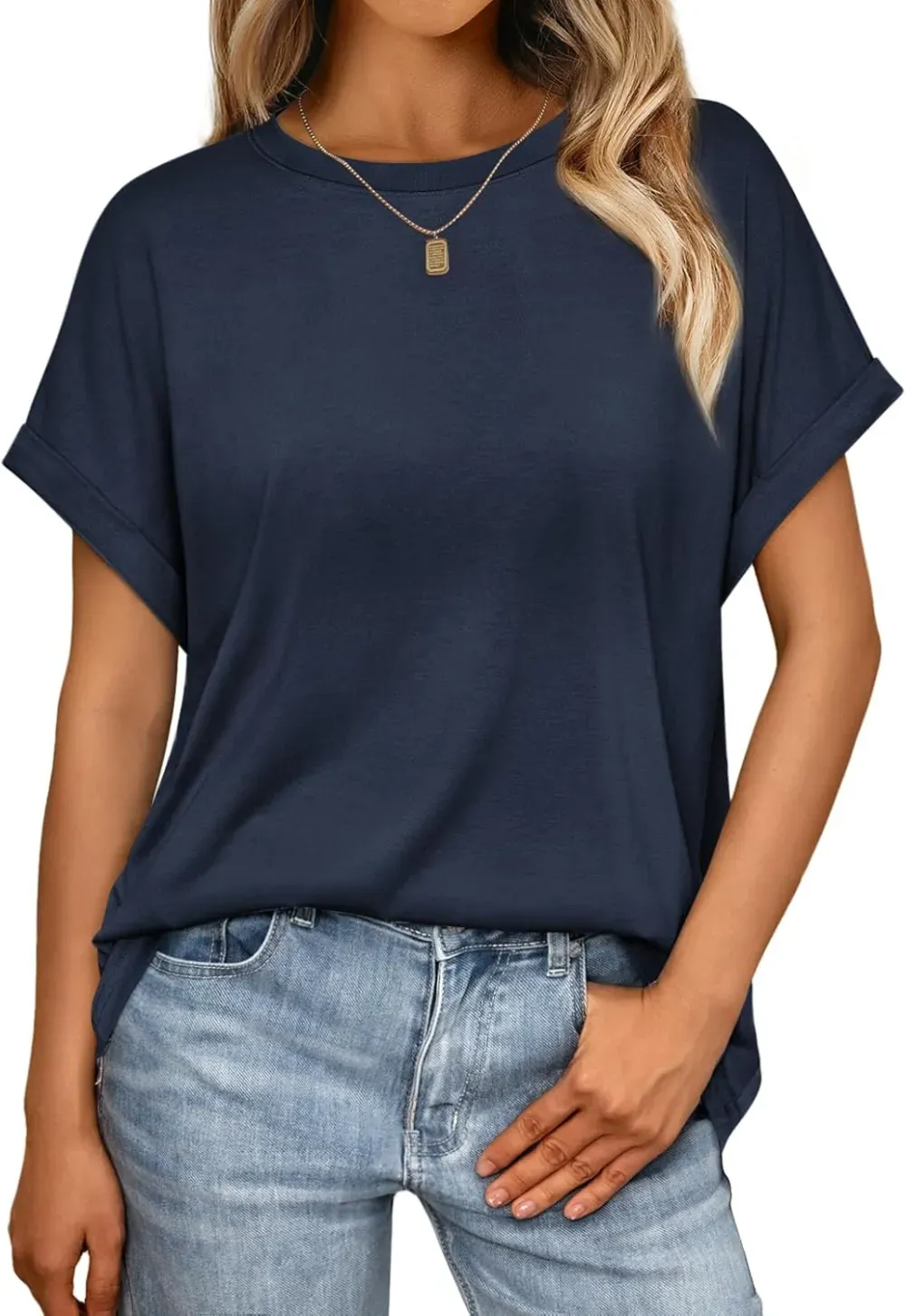 AUTOMET Women Tops Casual Basic T Shirts Loose Fit Crewneck Short Sleeve Summer Outfits