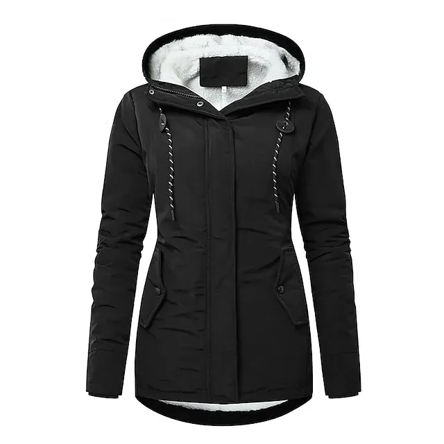 Women's Parka Waterproof Puffer Jacket Thermal Warm Heated Coat Fleece Lined Winter Coat Windproof Outdoor Zip up Hooded Coat Sports Hiking Jacket Purple Pink